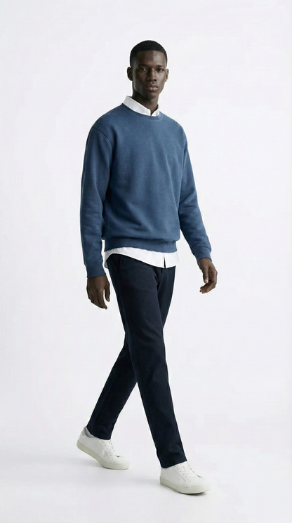 Men's Classic Cotton-Blend Crewneck Sweatshirt Tinyloverclothing