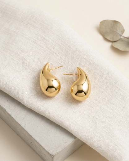 Gold Chunky Teardrop Earrings | Minimalist Waterdrop Statement | TinyLoverClothing Tinyloverclothing