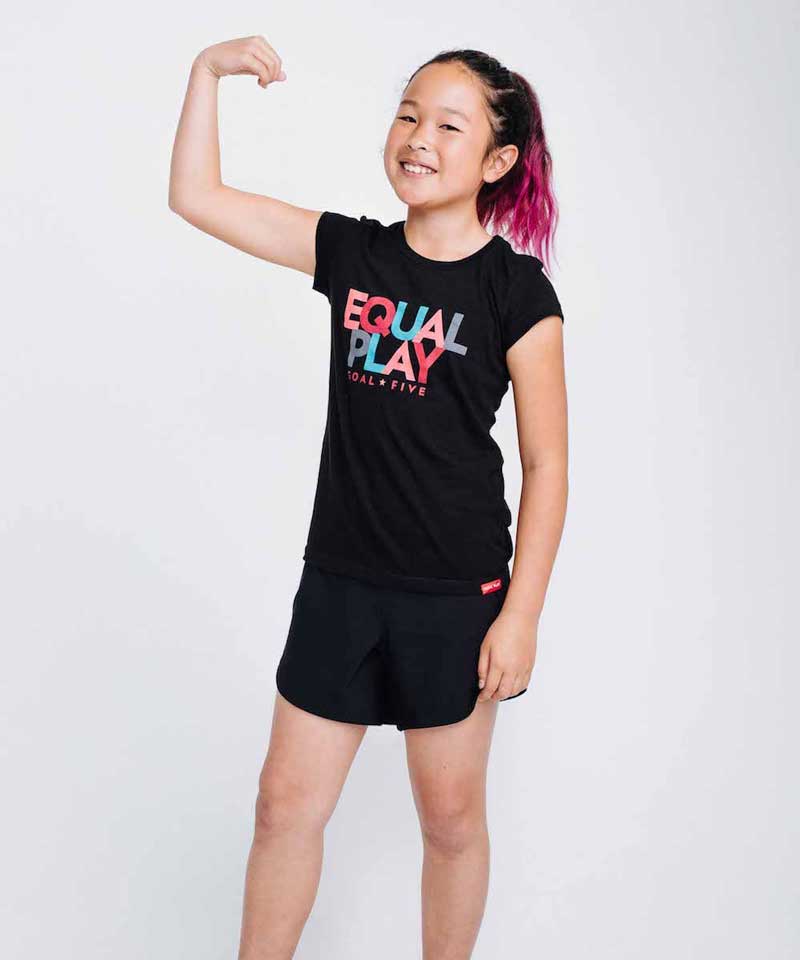 Equal Play Girls' Black T Shirt Goal Five