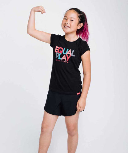 Equal Play Girls' Black T Shirt Goal Five