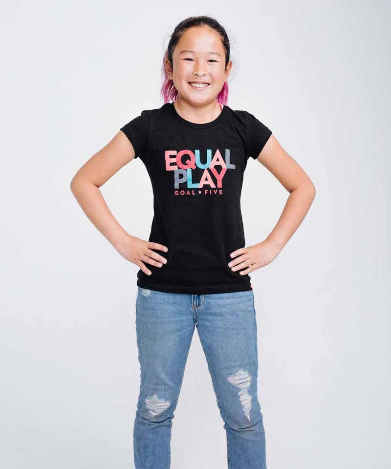 Equal Play Girls' Black T Shirt Goal Five