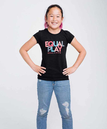 Equal Play Girls' Black T Shirt Goal Five