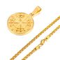 Gold Compass Necklaces,Vintage Viking North Star Anchor Medal