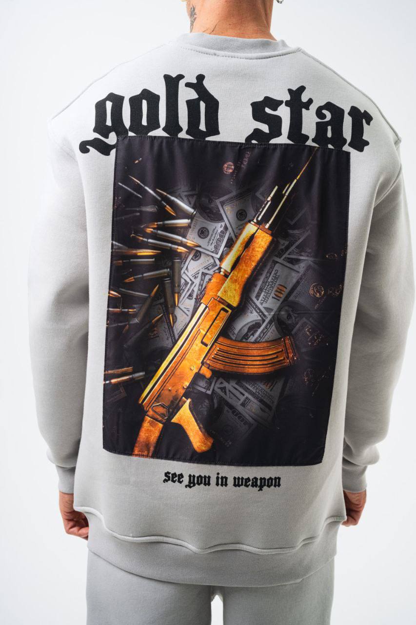 Gold Star' Urban Streetwear Sweatshirt: Weapon & Money Graphic Withinblack