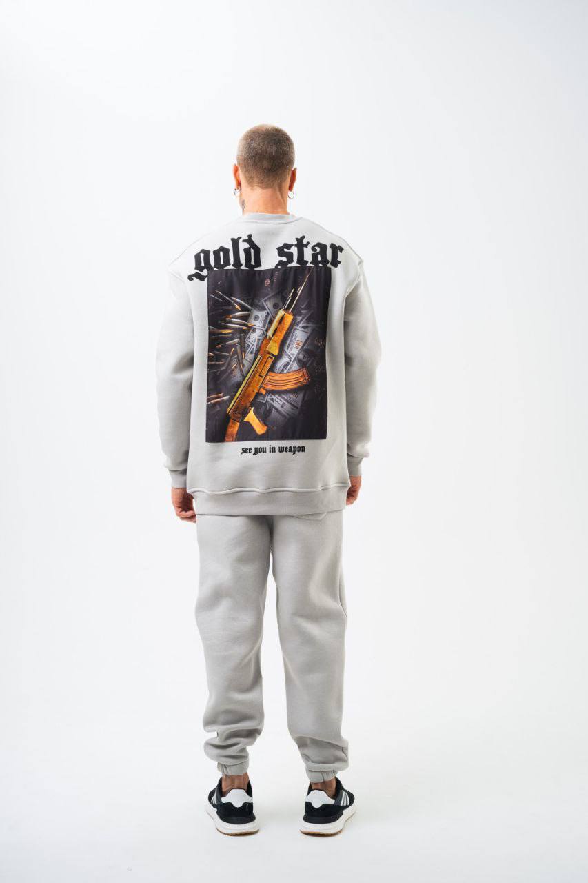 Gold Star' Urban Streetwear Sweatshirt: Weapon & Money Graphic Withinblack
