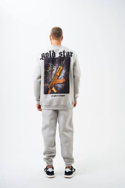 Gold Star' Urban Streetwear Sweatshirt: Weapon & Money Graphic Withinblack