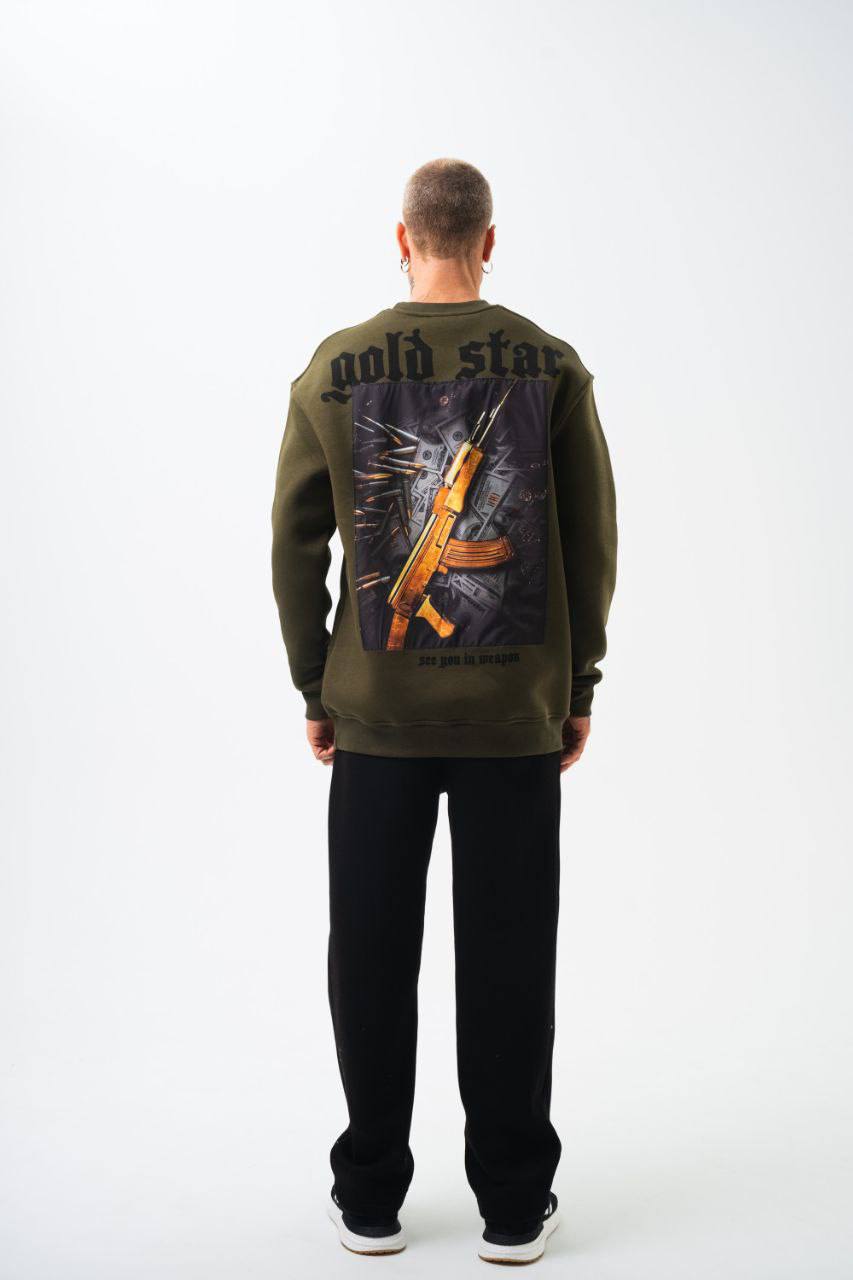 Gold Star' Urban Streetwear Sweatshirt: Weapon & Money Graphic Withinblack