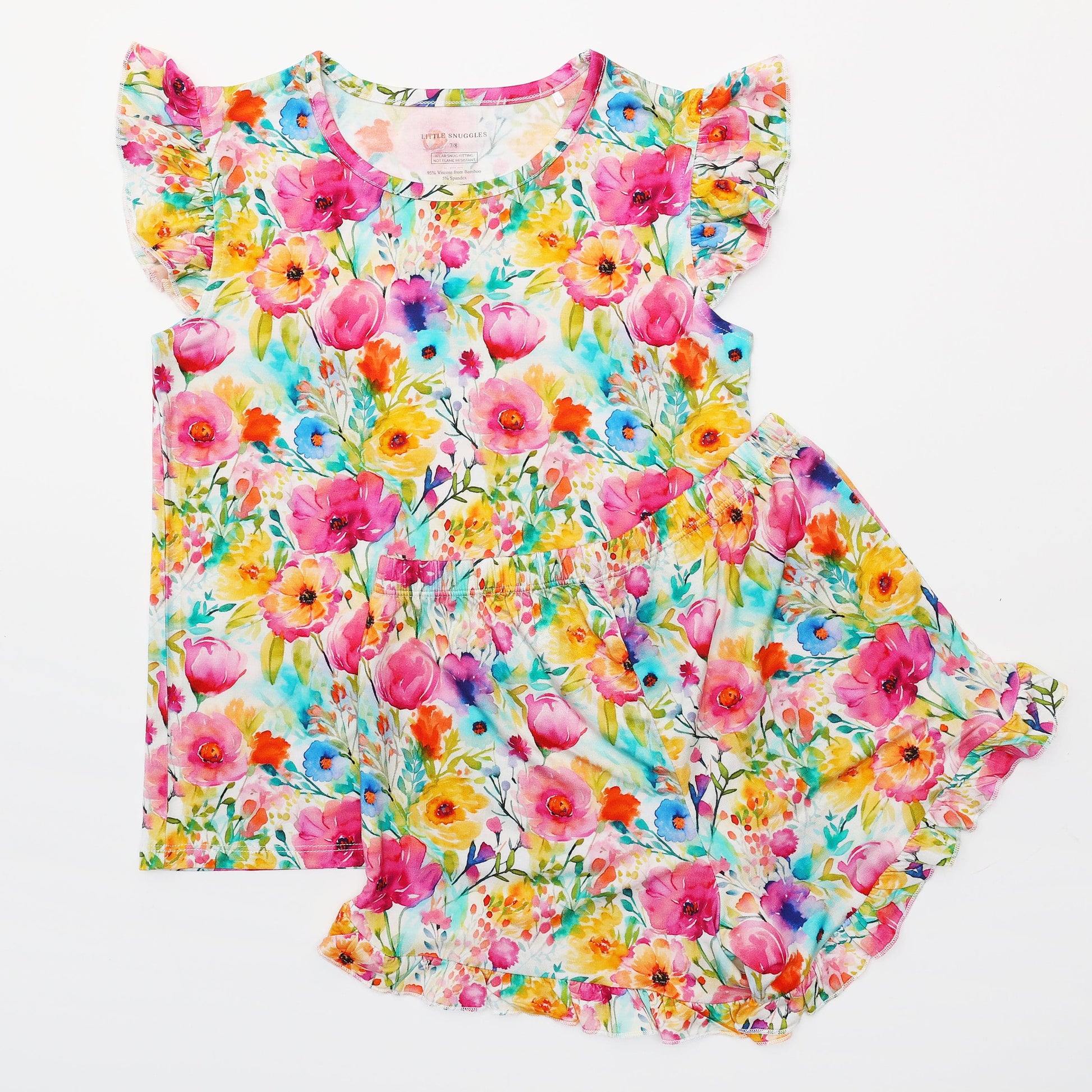 Golden Blooms - Bamboo Flutter Sleeve & Shorts Lounge Set Charlies Project Kids