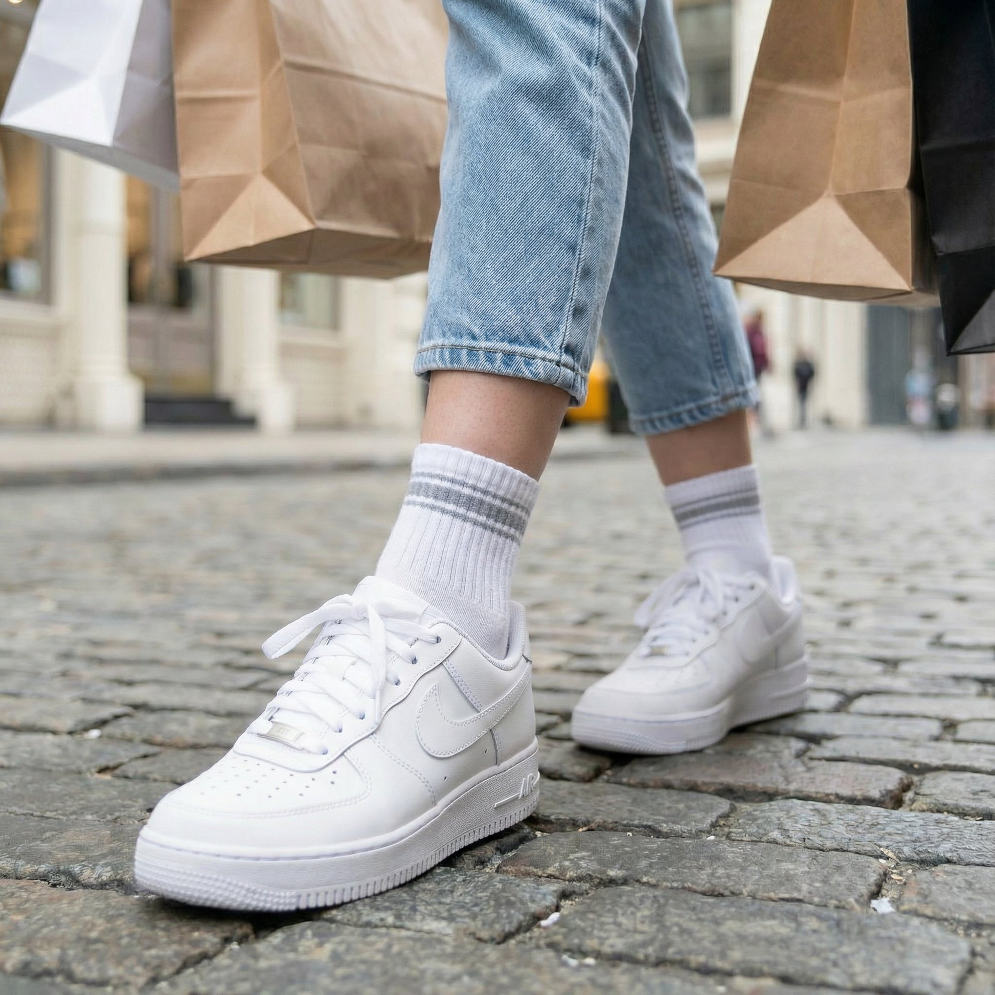 White/Grey Quarter Crew Women's Socks DeadSoxy