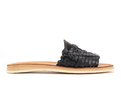 Huarache Peep-Toe Slides Black Bottomless Co.