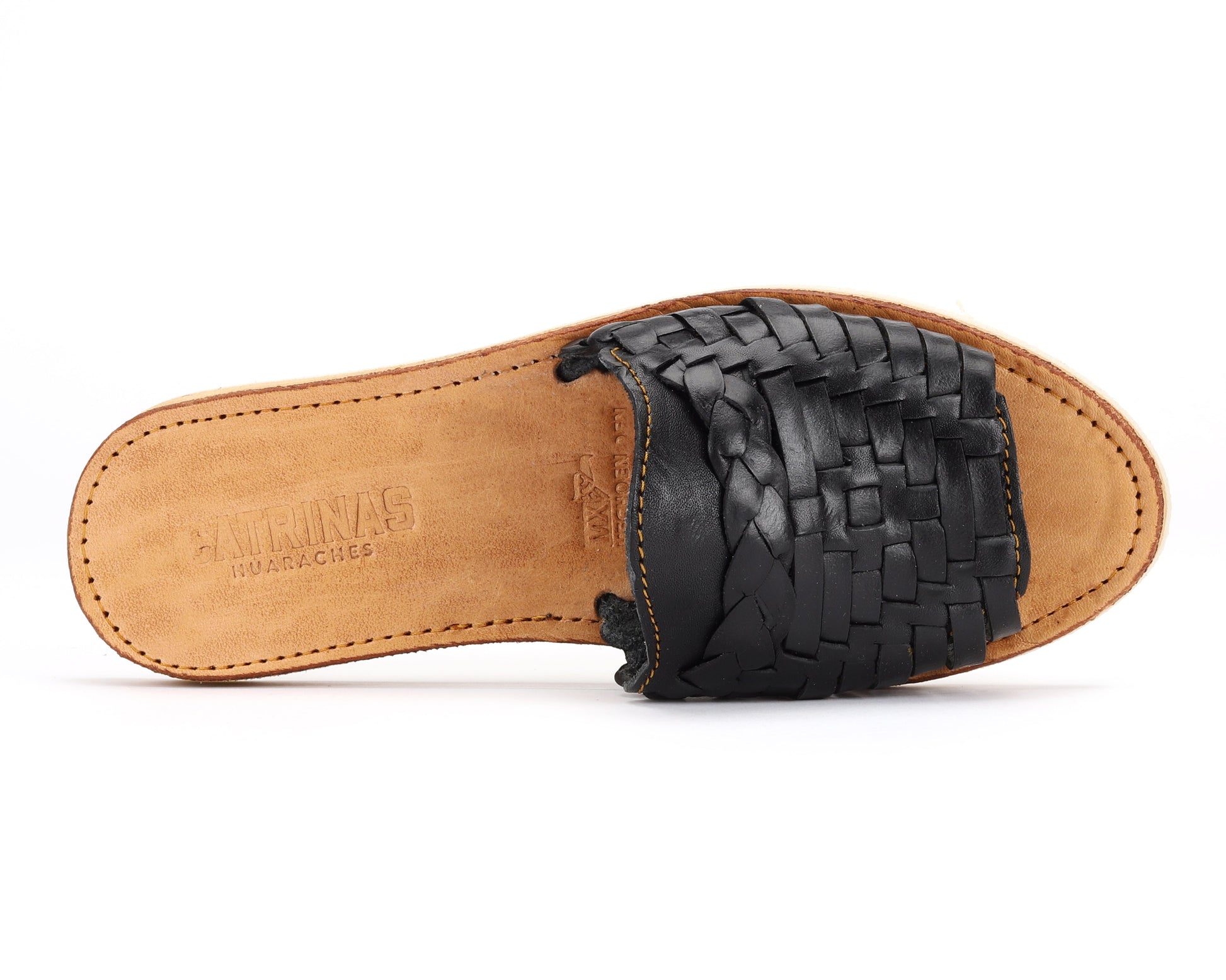 Huarache Peep-Toe Slides Black Bottomless Co.
