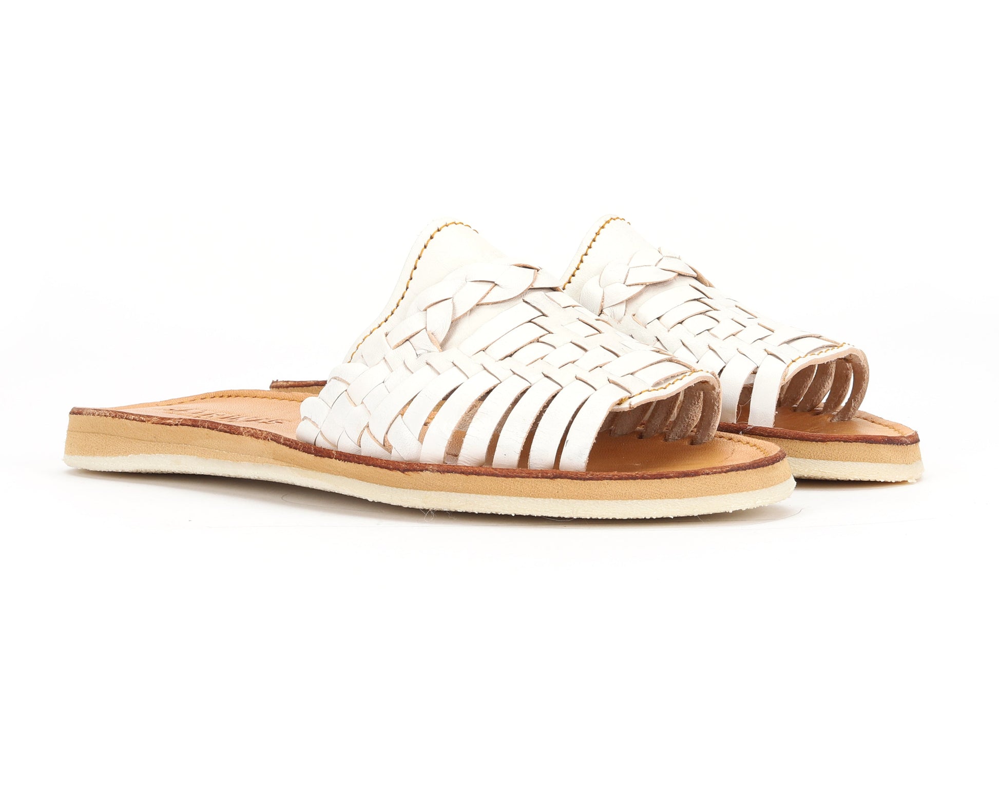 Huarache Peep-Toe Slides White Bottomless Co.
