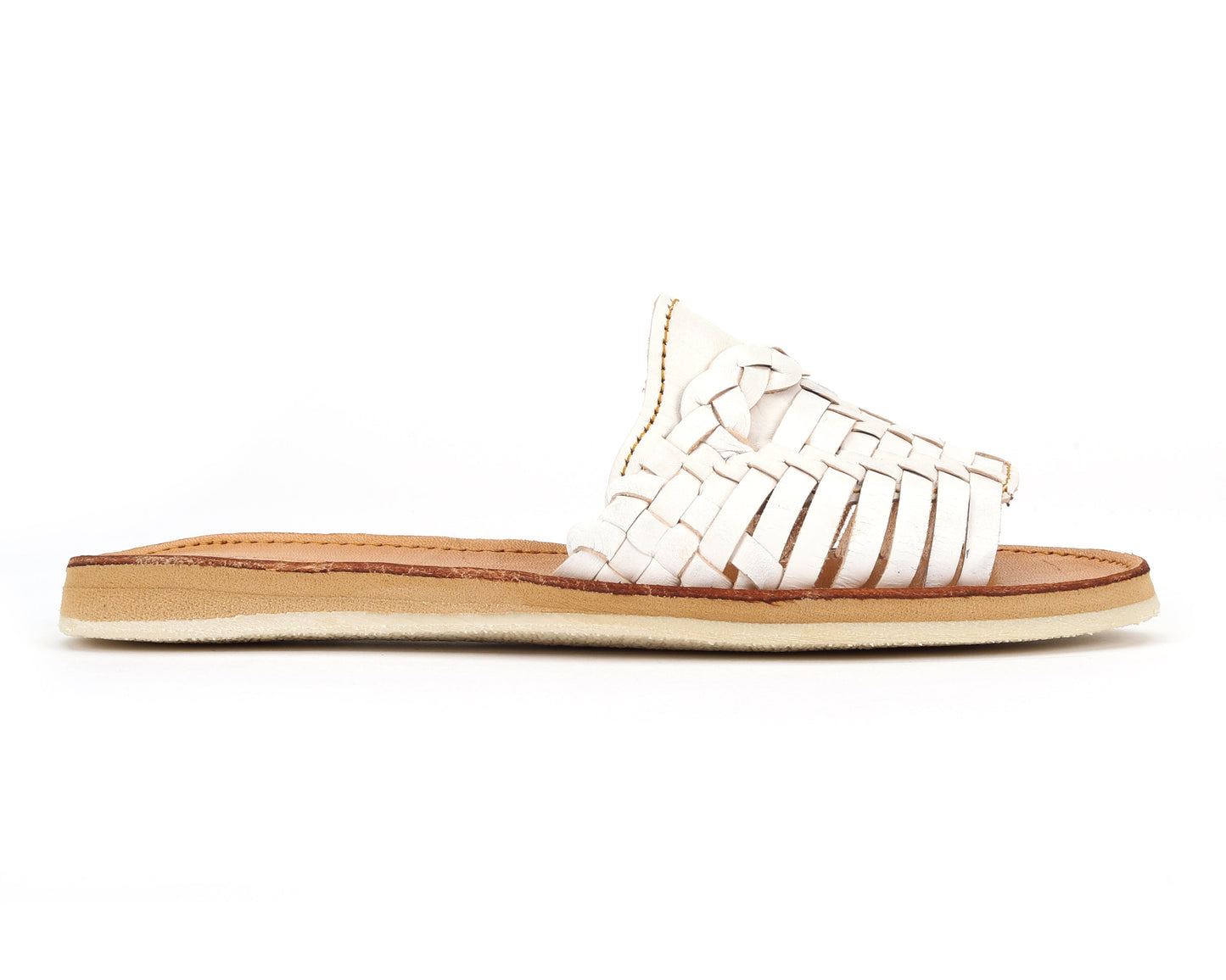 Huarache Peep-Toe Slides White Bottomless Co.