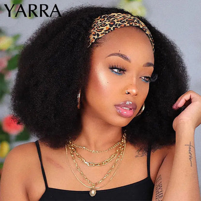 Afro Kinky Curly Headband Wig Human Hair Brazilian Curly Remy Afro Kinky Headband Wig For Black Women Machine Made No Glue Yarra NovaCart