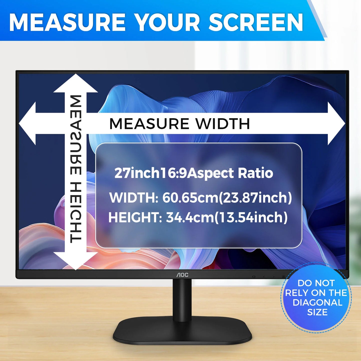 JEAPKA 27 Inch Frameless Monitor 16:9 Widescreen Privacy Screen Protector Hidden Design Magnetic Anti-Blue Light Shield NovaCart