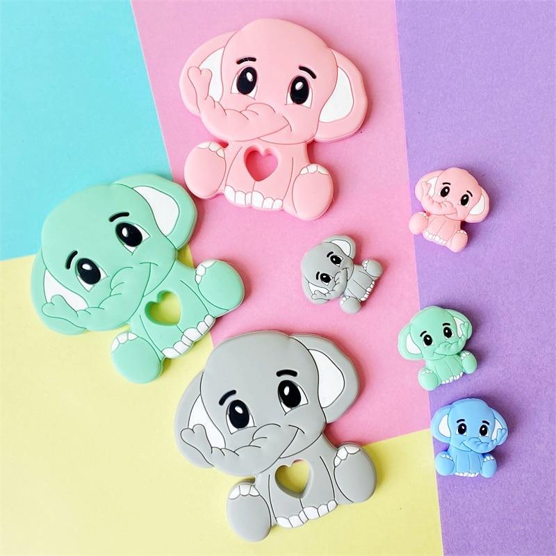 Cartoons Silicone Teether Mini Elephant  Animal Rodents Chewable Toys  Products For Parents Baby Boys And Girls Stevvex