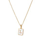 18K Golden Chain Necklaces Male Square Natural Shell Initial Letters Pendant Stainless Steel Jewelry