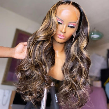 Highlight Wig Human Hair Ombre Lace Front Wig Brazilian Hair Wigs For Black Women 30 Inch Honey Blonde Body Wave Lace Front Wig HOL stores
