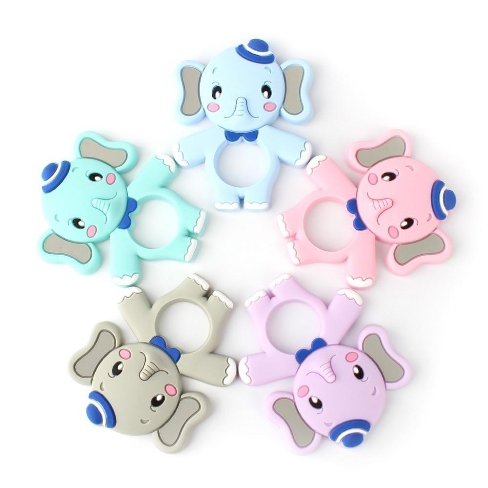 2pcs Cartoon Baby Teether Animal Silicone Teether Raccoon Elephant Koala Giraffe  Baby Teething Toys Accessories Perfect Toy For Kids Stevvex