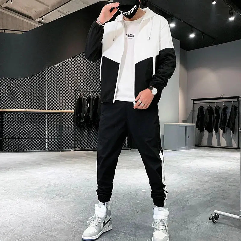 2026 Men Tracksuit Casual Joggers Hooded Sportswear Jackets And Pants 2 Piece Sets Hip Hop Running Sports Suit NovaCart
