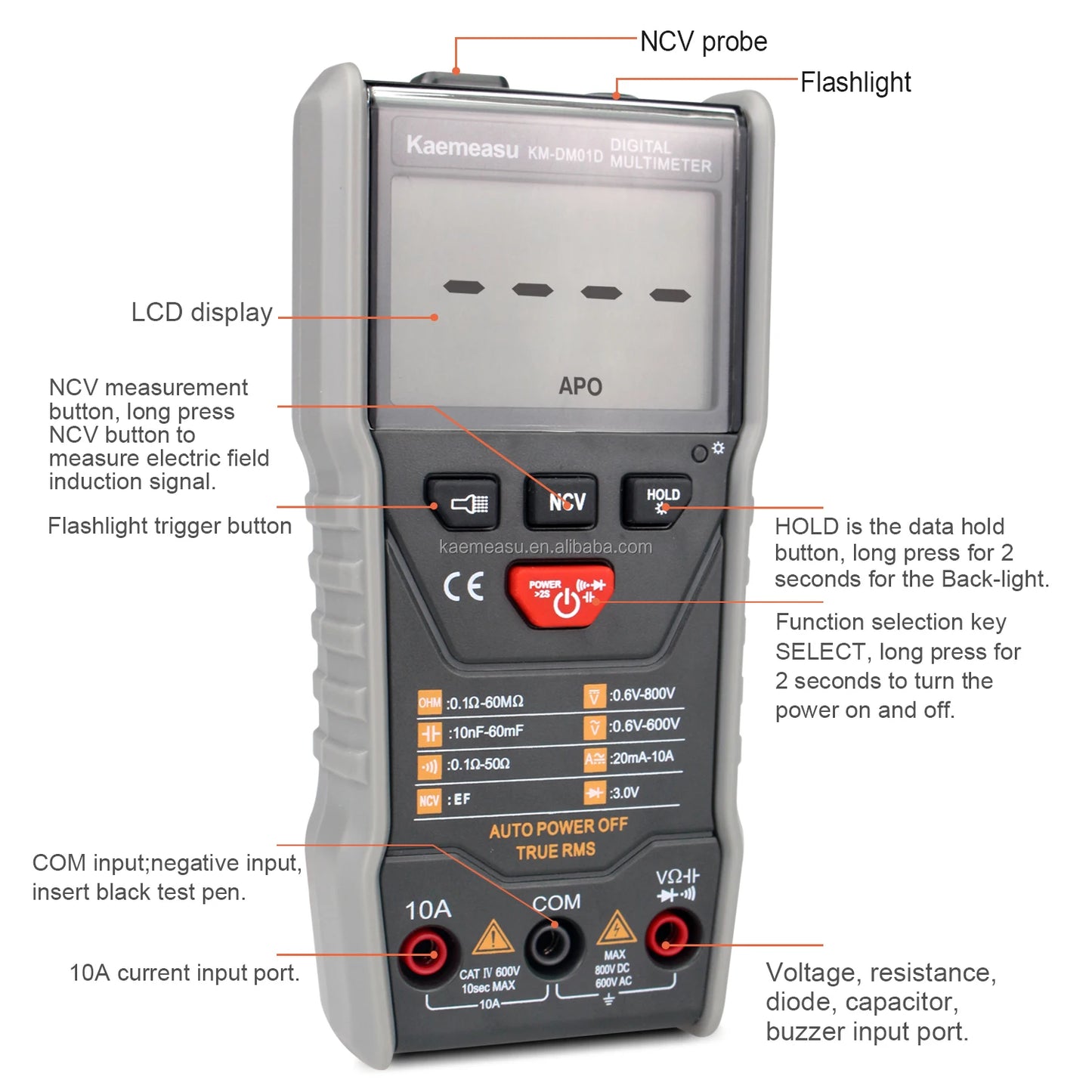 OEM ODM Anti-Burn Multitester DC/AC NCV Measure Square-wave Output True-rms Auto Range Digital Multimeters NovaCart