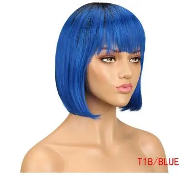 Wholesale Straight Bob Wig Brazilian Remy Hair Human Hair Wigs for Women Ombre Color Full Machine Made Wig With Bang NovaCart