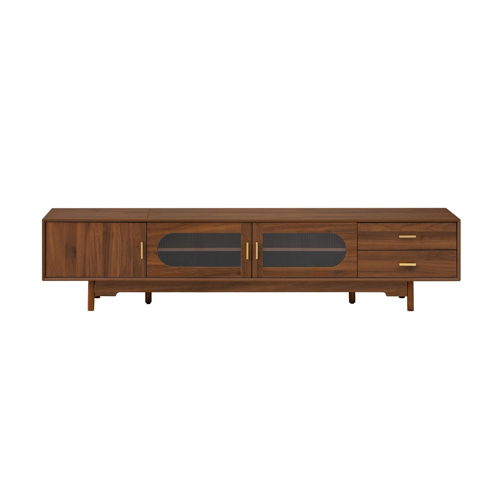 Modern Entertainment Center | 78" TV Stand for 85" TVs | 2 Drawers | Solid Wood Legs | Cable Management NovaCart