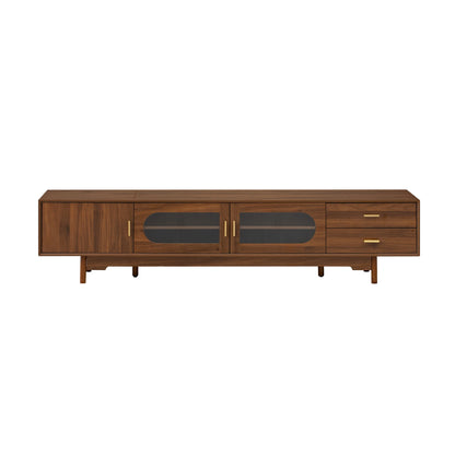 Modern Entertainment Center | 78" TV Stand for 85" TVs | 2 Drawers | Solid Wood Legs | Cable Management NovaCart