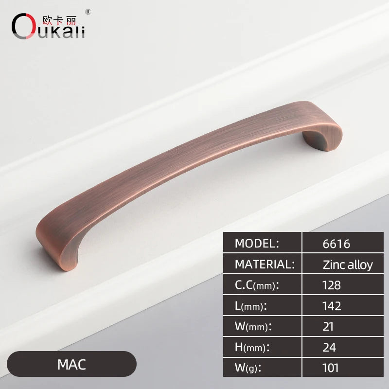 Oukali Nordic Style Atmospheric Brushed Brass Cabinet Wardrobe Knobs Handles Kitchen Bedroom Furniture Handles NovaCart