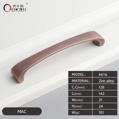 Oukali Nordic Style Atmospheric Brushed Brass Cabinet Wardrobe Knobs Handles Kitchen Bedroom Furniture Handles NovaCart