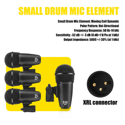 MI7 7-Piece Wired Dynamic Drum Mic Kit Metal Kick Bass Condenser Microphone Set for Drums Vocals Other Instruments Paper Case NovaCart