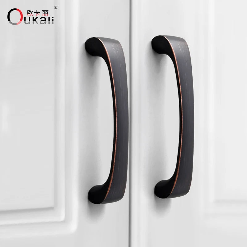 Oukali Nordic Style Atmospheric Brushed Brass Cabinet Wardrobe Knobs Handles Kitchen Bedroom Furniture Handles NovaCart