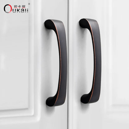 Oukali Nordic Style Atmospheric Brushed Brass Cabinet Wardrobe Knobs Handles Kitchen Bedroom Furniture Handles NovaCart