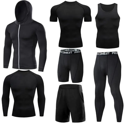 Compression 7 Pieces Sets High Quality Men Quick Dry  Polyester Sports Track Suit Training Sportswear Sports Suit NovaCart