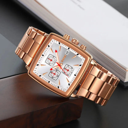 Elevate Your Style with the SKMEI 9331 Men's Luxe Quartz Watch - Stainless Steel Band, Square Dial, and Luminous Hands