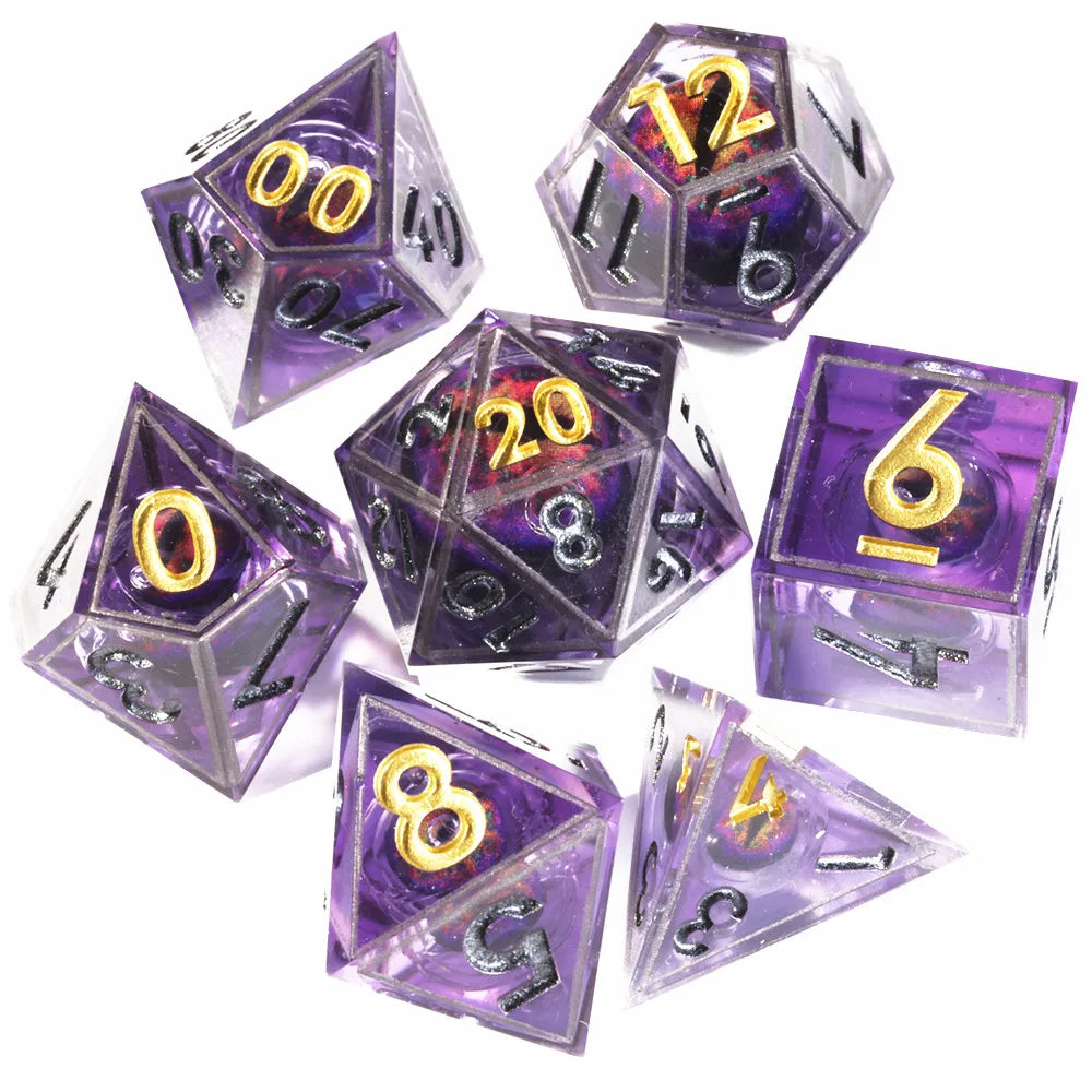 MINI PLANET DND Dice Set Purple Dragon Eye Liquid Core Dice RPG Dungeons&Dragons Wholesale Custom Handmade Polyhedral Resin Dice NovaCart