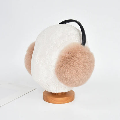 RTS Luxury Real Rex Rabbit Fur Ear Muffle Women's Winter Outdoor Warm Earmuffs Fashion Soft Earflap Ear Cover NovaCart