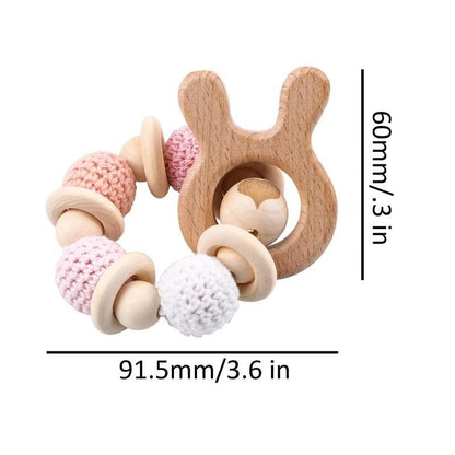 Wooden Teether Hedgehog Crochet Beads Wood Crafts Ring Engraved Bead Baby Teether Wooden Toys For Kids Rattle Stevvex
