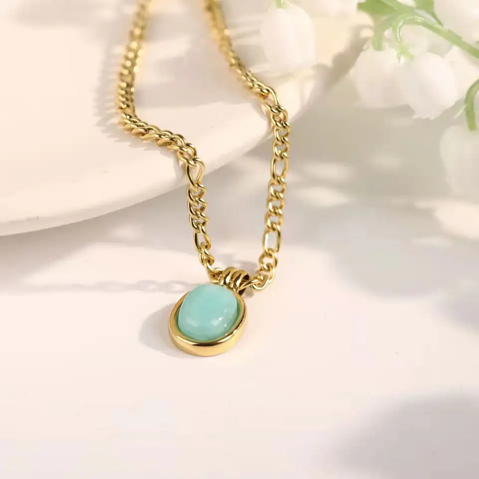 Dainty Amazonite Pendant Necklace LUNAR VINES
