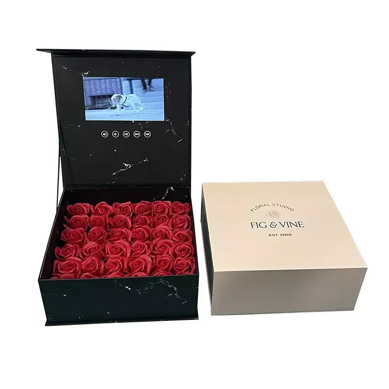 7'' Video Flower Box Decorative Paper Gift LCD Display Player with Photo and Music for Wedding Rings NovaCart