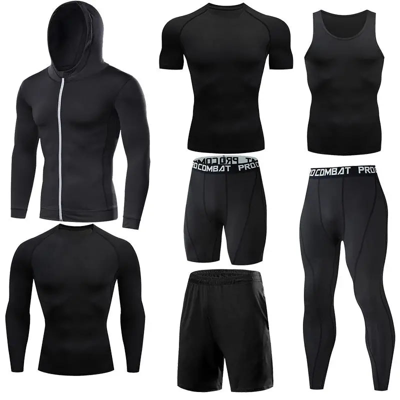 Compression 7 Pieces Sets High Quality Men Quick Dry  Polyester Sports Track Suit Training Sportswear Sports Suit NovaCart