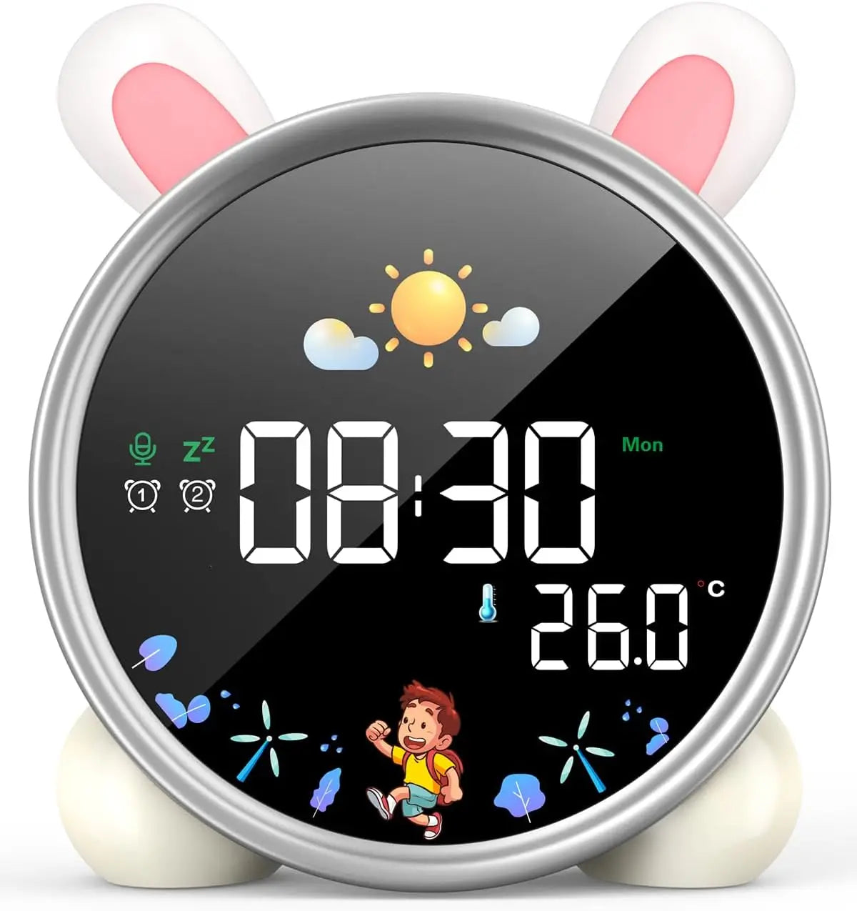 Wholesale Modern Plastic Digital LED Desk Clocks with Night Light Sleep Trainer Calendars 7-color Lights for Kids NovaCart