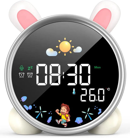 Wholesale Modern Plastic Digital LED Desk Clocks with Night Light Sleep Trainer Calendars 7-color Lights for Kids NovaCart