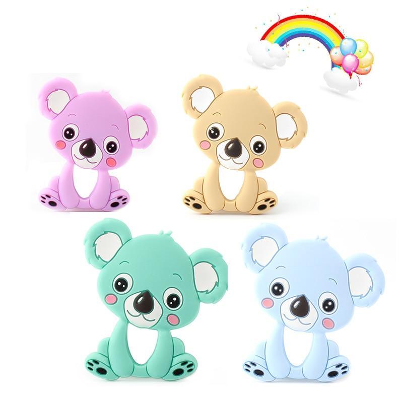 2pcs Cartoon Baby Teether Animal Silicone Teether Raccoon Elephant Koala Giraffe  Baby Teething Toys Accessories Perfect Toy For Kids Stevvex