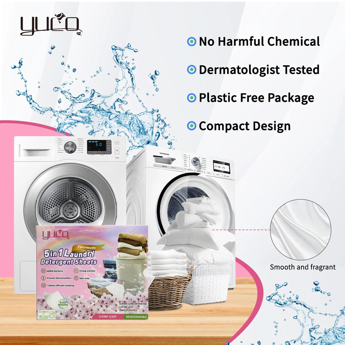Plant Enzymes Formula Laundry Detergent Sheets Plastic Free Fresh Active Agent Hypoallergenic Laundry Strips NovaCart