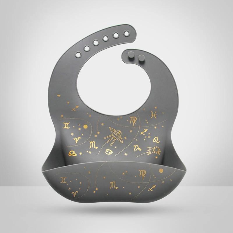 Luxury Modern Bibs Waterproof Soft Silicone Kids Girl Boy Adjustable Children Bib Cute Cartoon Print Baby Feeding Stuff For Kids Stevvex