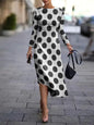Spandex A-line Dress with Round Neck Pullover Design