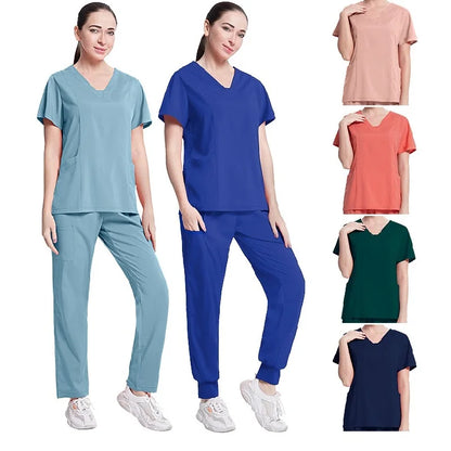 Fashionable Hospital Custom Nurse Uniform Embroidery Logo Colors Short Scrubs Jogger Straight Nurse Uniform Pants Sets NovaCart