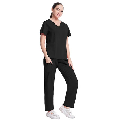 Fashionable Hospital Custom Nurse Uniform Embroidery Logo Colors Short Scrubs Jogger Straight Nurse Uniform Pants Sets NovaCart