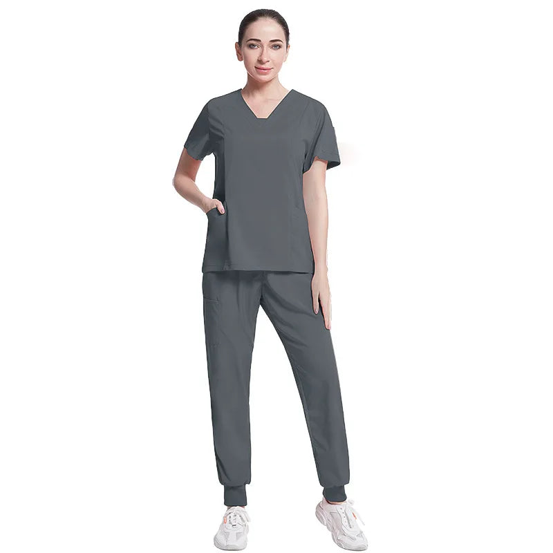 Fashionable Hospital Custom Nurse Uniform Embroidery Logo Colors Short Scrubs Jogger Straight Nurse Uniform Pants Sets NovaCart